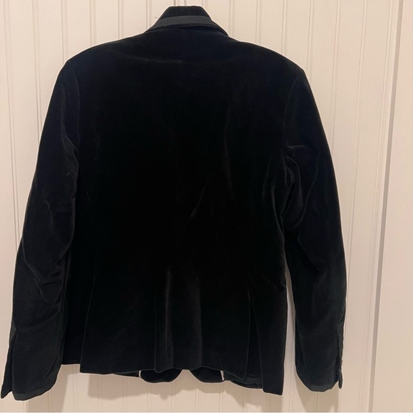 Black Velvet Suit Jacket Smoking Blazer Grosgrain Ribbon 8 100% Cotton - Picture 4 of 4